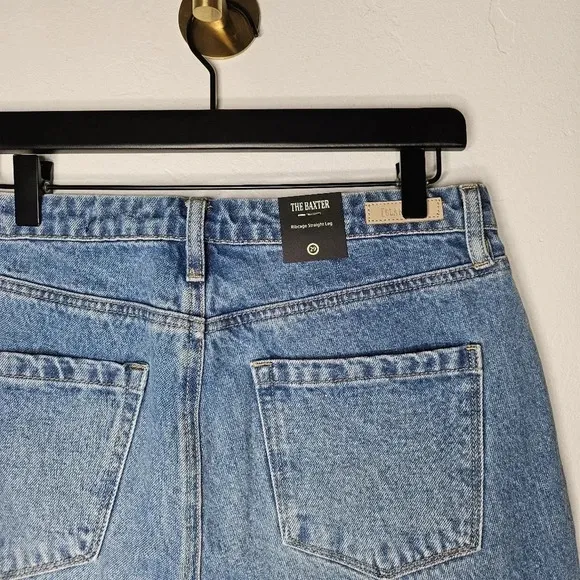 BLANKNYC  The Baxter High Rise Ribcage Straight Leg Jeans Denim Faux Leather 29