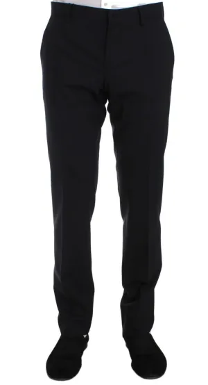 Blue Wool Stretch Dress Pants