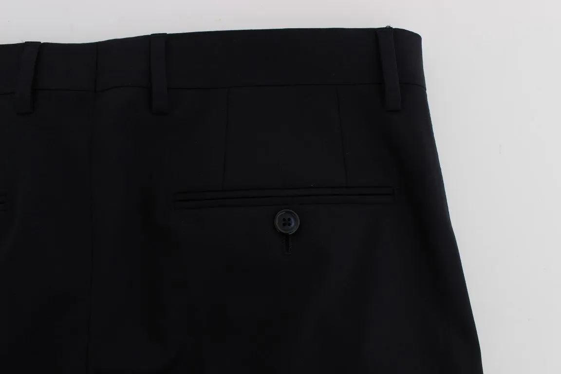 Blue Wool Stretch Dress Pants