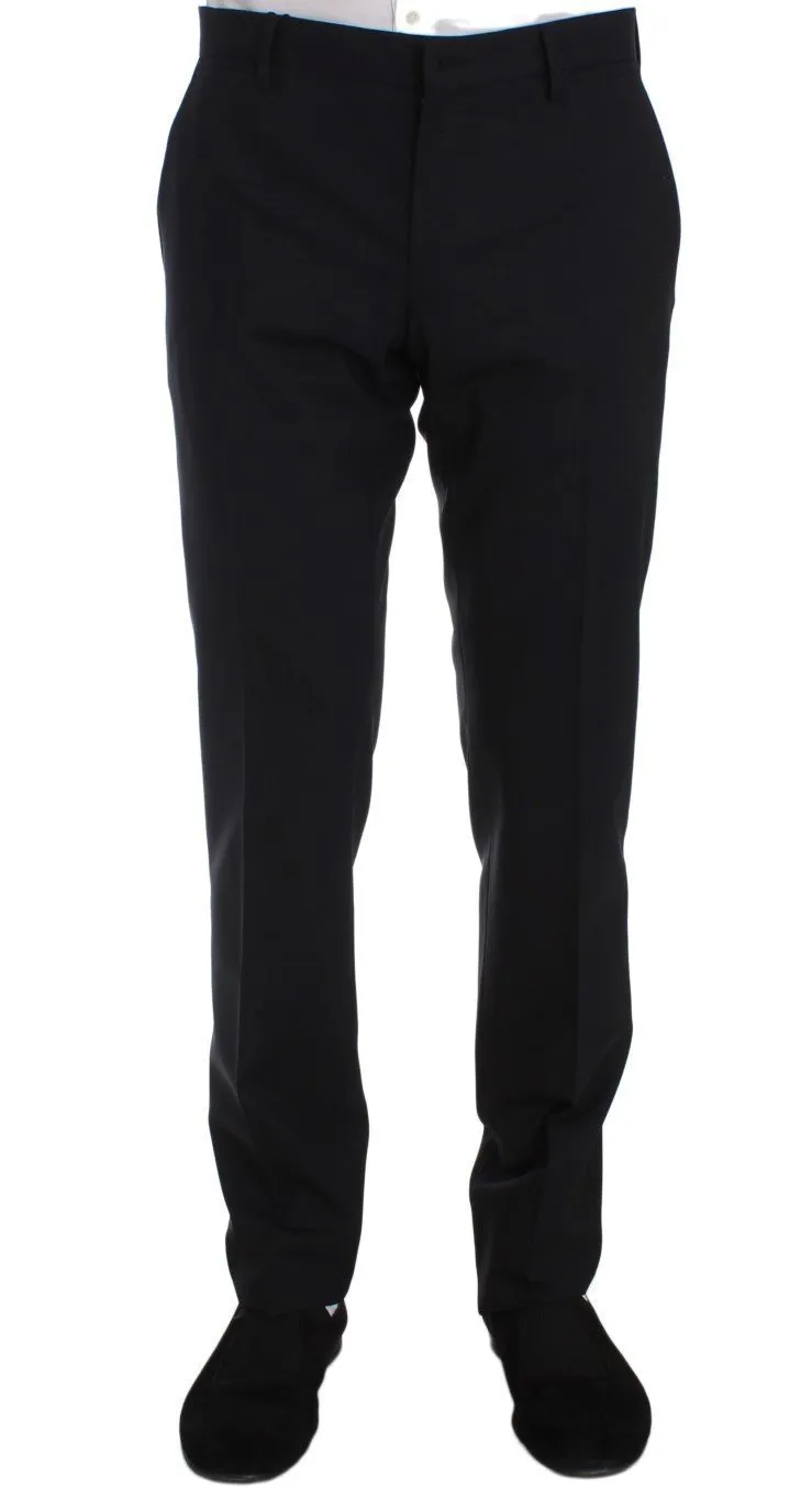 Blue Wool Stretch Dress Pants