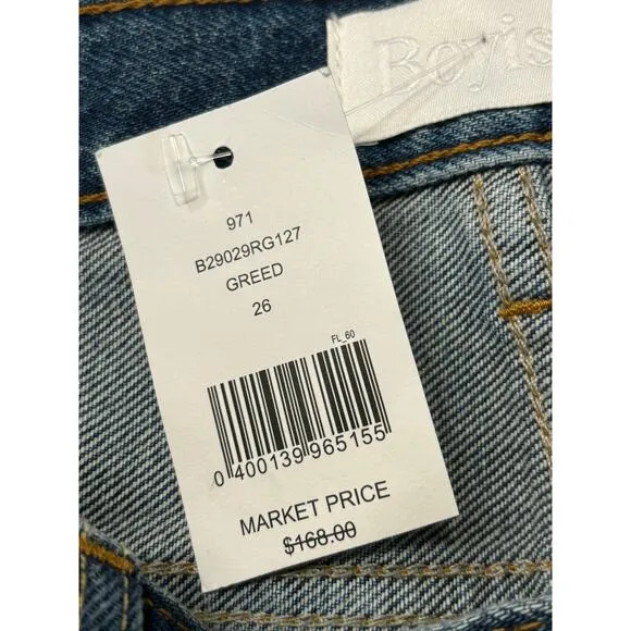 Boyish NWT $168 Tommy Jeans In Greed Sz 26 Denim High Rise Straight Leg Casual