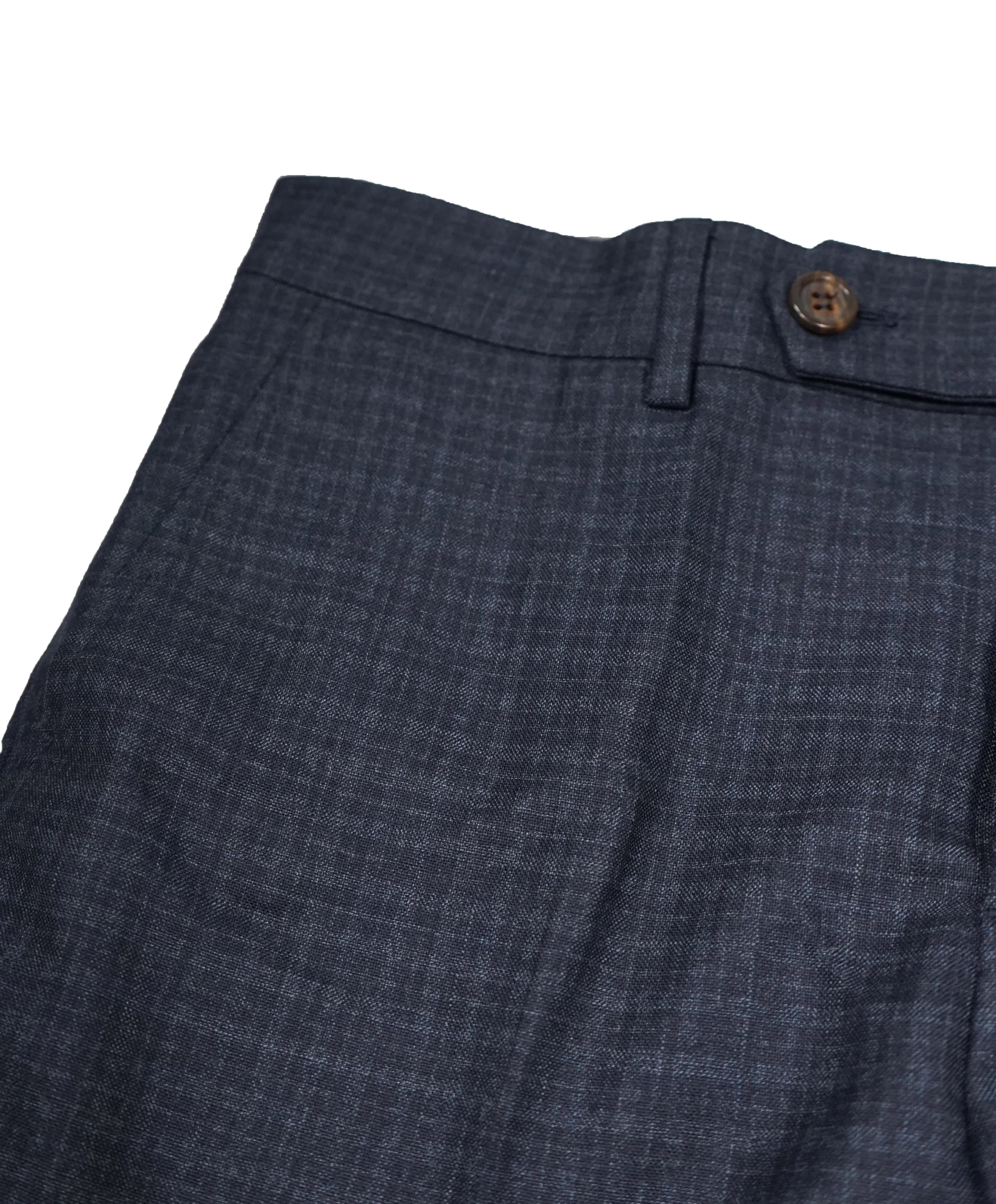 BRUNELLO CUCINELLI - Blue  Abstract Check Flat Front Pants - 32W