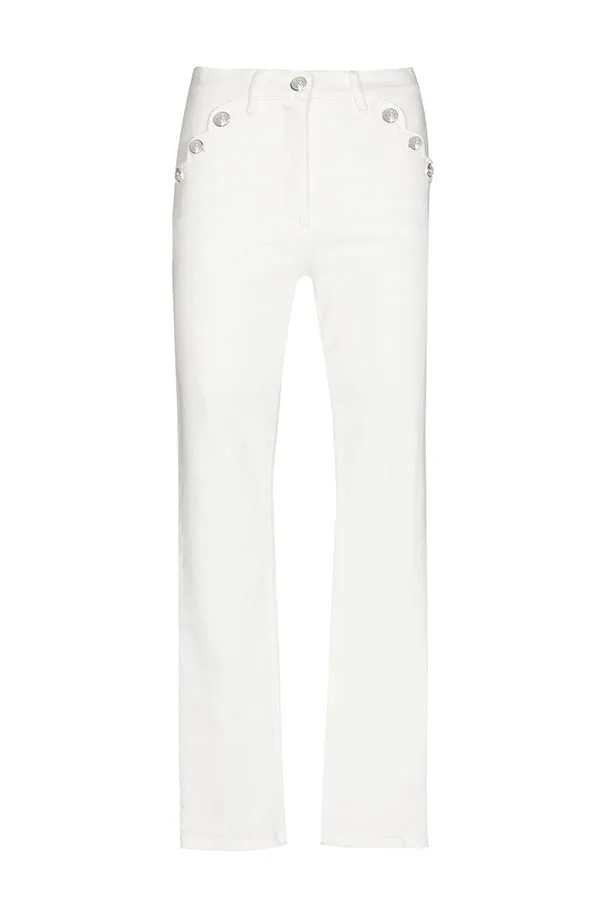 BUTTON DETAILS MID WAIST SLIM JEANS