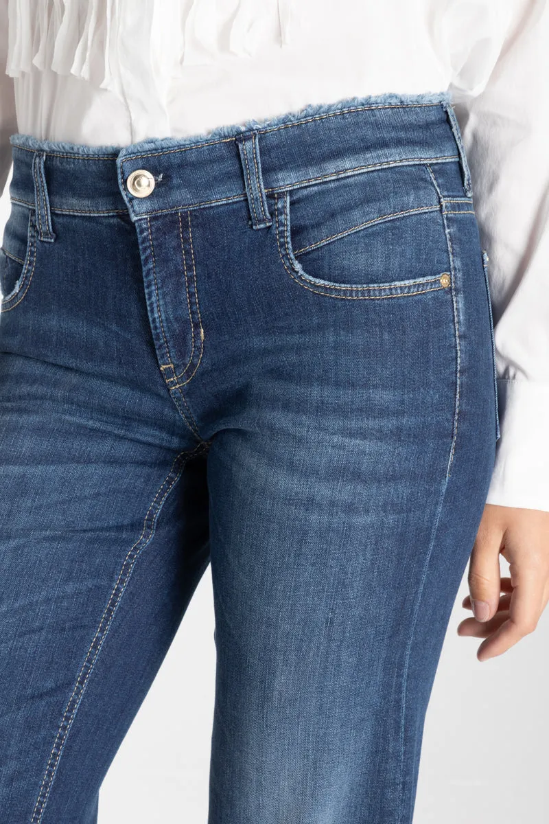 Cambio Tess wide leg blå jeans med frynsebånd i livet