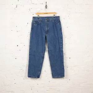 Carhartt Lined Straight Leg Work Pants Jeans - Blue - L