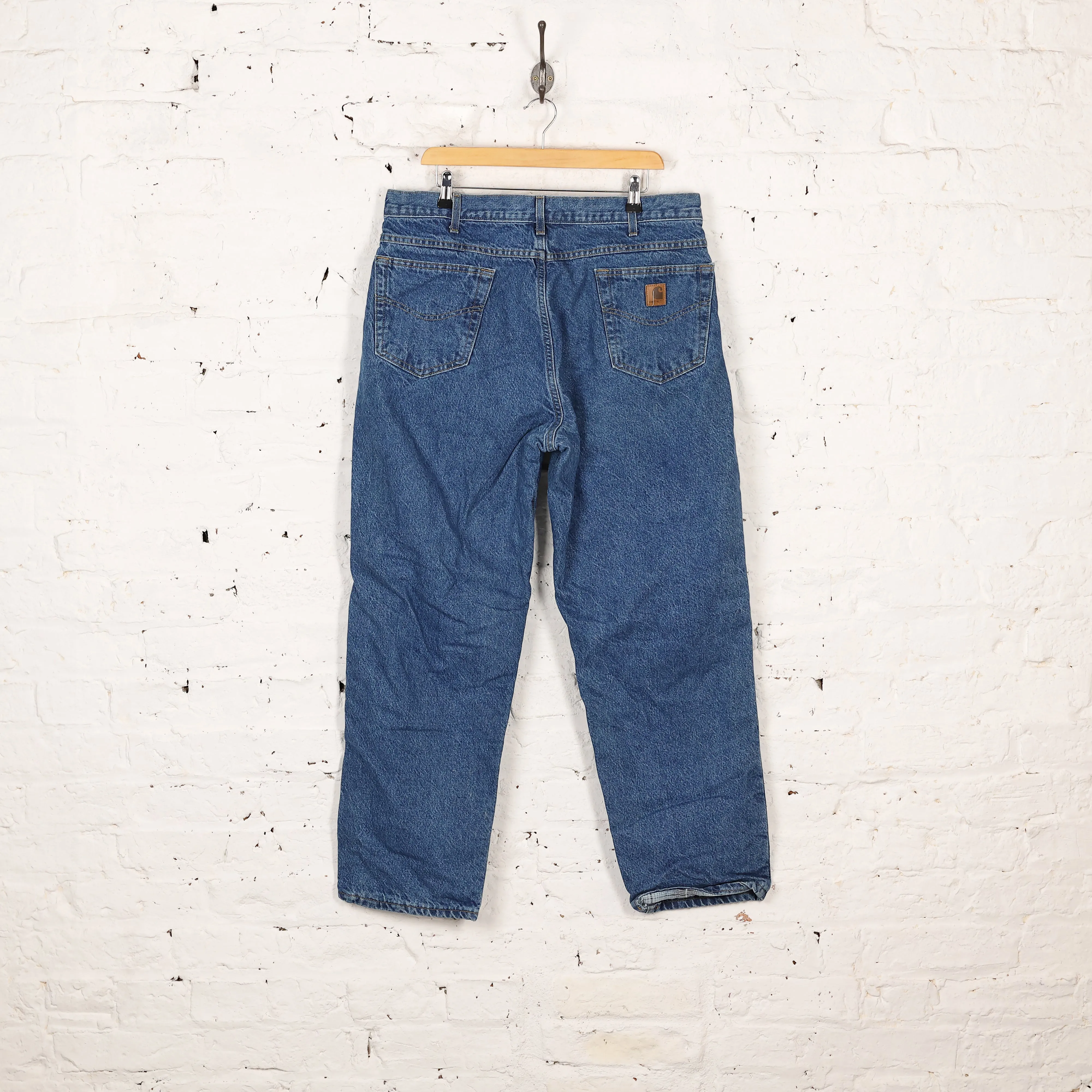 Carhartt Lined Straight Leg Work Pants Jeans - Blue - L