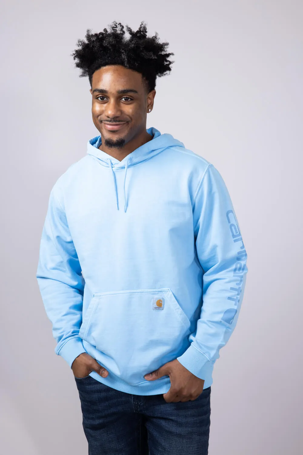 Carhartt Midweight Garment Dyed French Terry Graphic Hoodie for Men in Blue | 106253-HL6-WATER