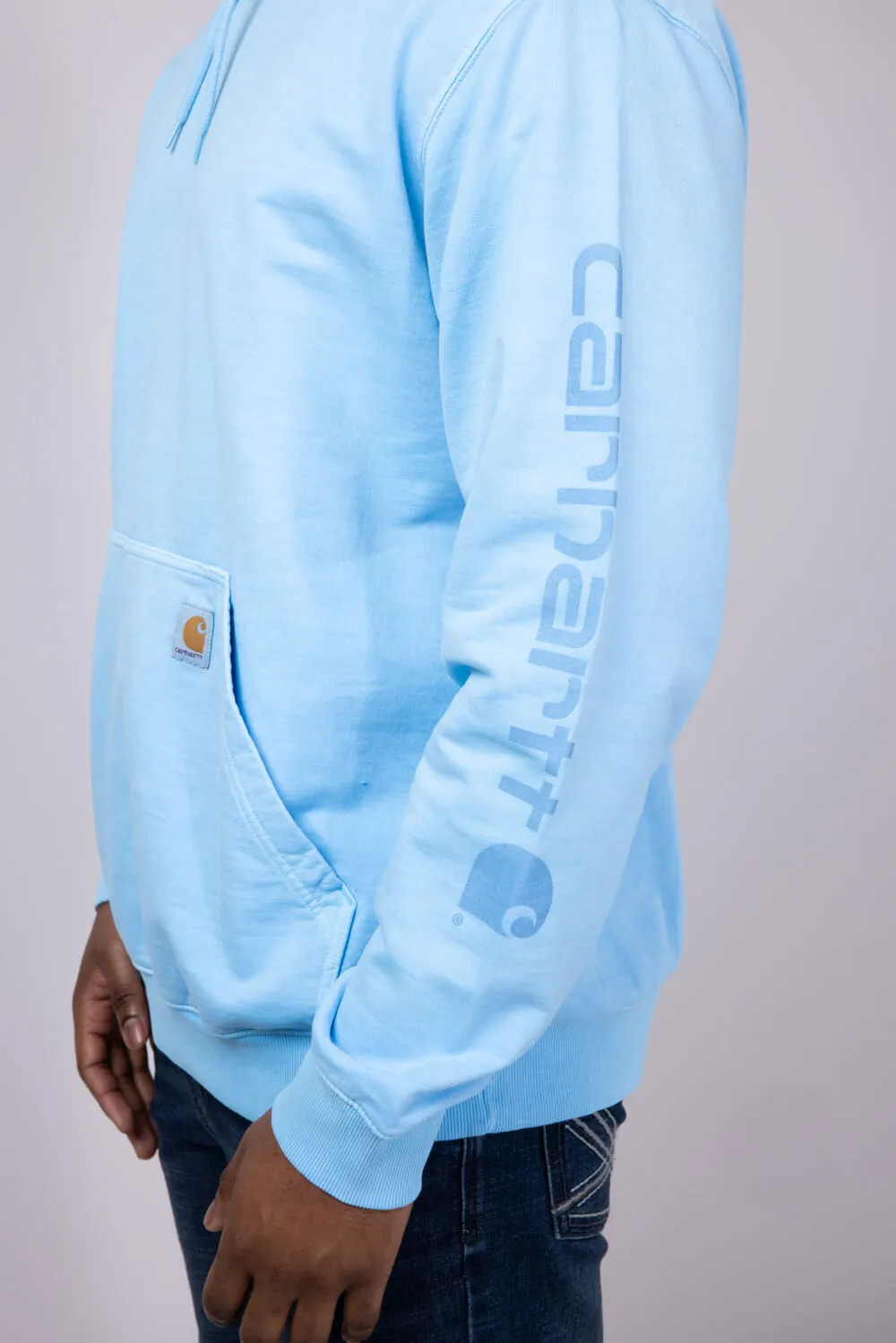 Carhartt Midweight Garment Dyed French Terry Graphic Hoodie for Men in Blue | 106253-HL6-WATER