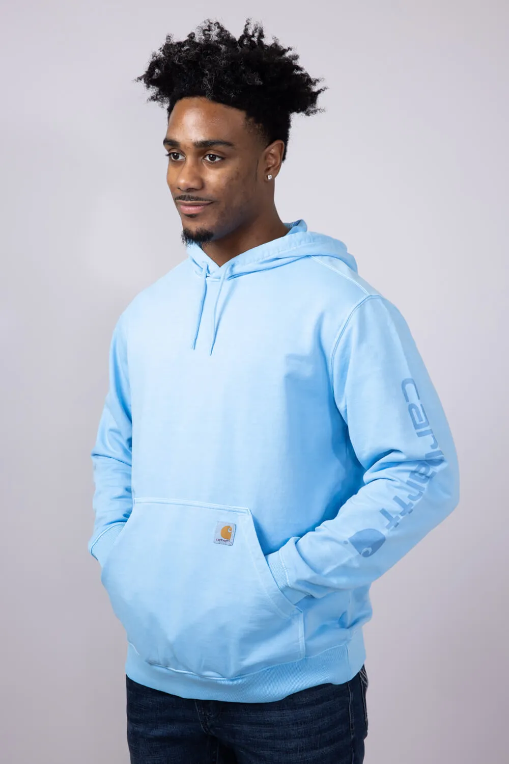 Carhartt Midweight Garment Dyed French Terry Graphic Hoodie for Men in Blue | 106253-HL6-WATER