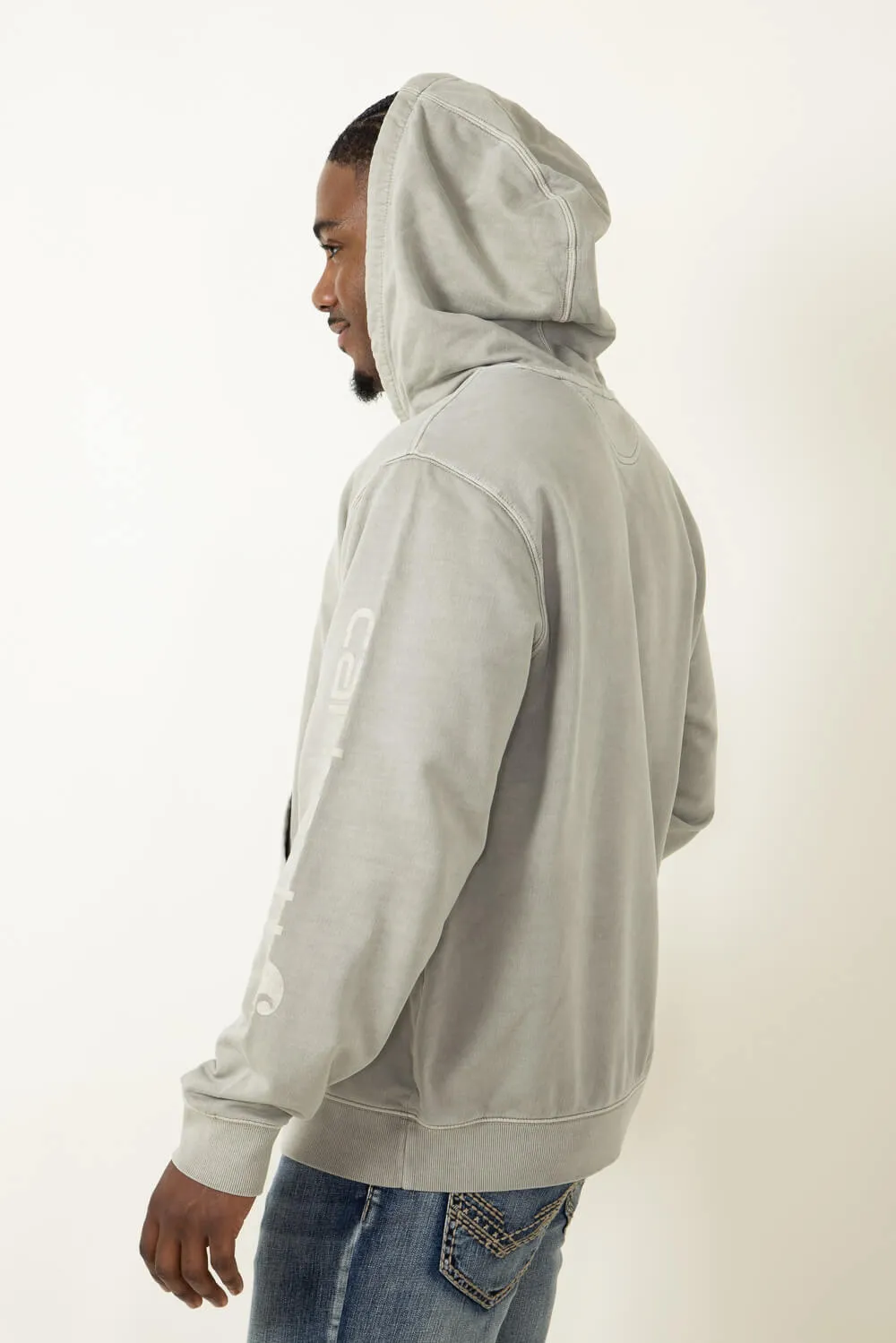 Carhartt Midweight Garment Dyed French Terry Graphic Hoodie for Men in Greige | 106253-E00-GREIGE