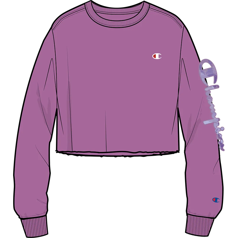 Champion Womens Boyfriend Long Sleeve Cropped Tee