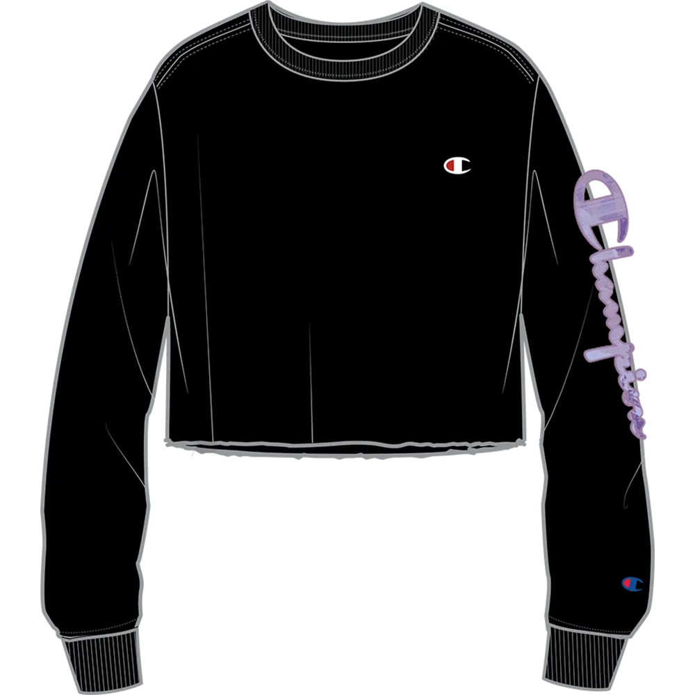 Champion Womens Boyfriend Long Sleeve Cropped Tee