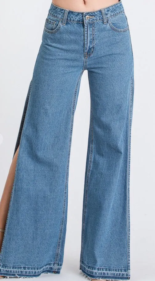Charlee Wide Leg Open Side Denim