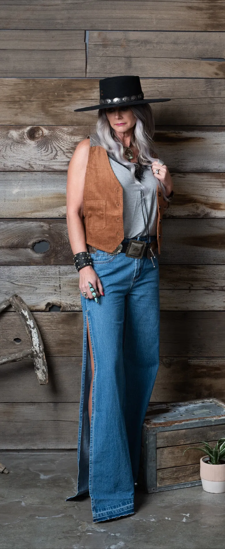 Charlee Wide Leg Open Side Denim