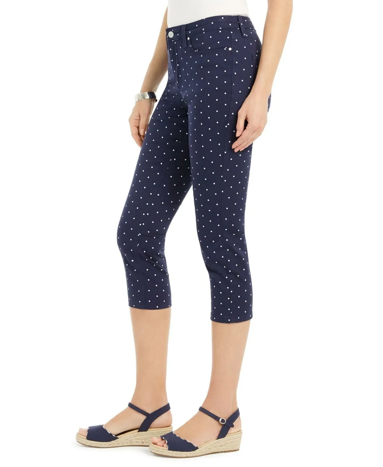 Charter Club Women's Polka Dot Bristol Tummy Control Capri Jeans