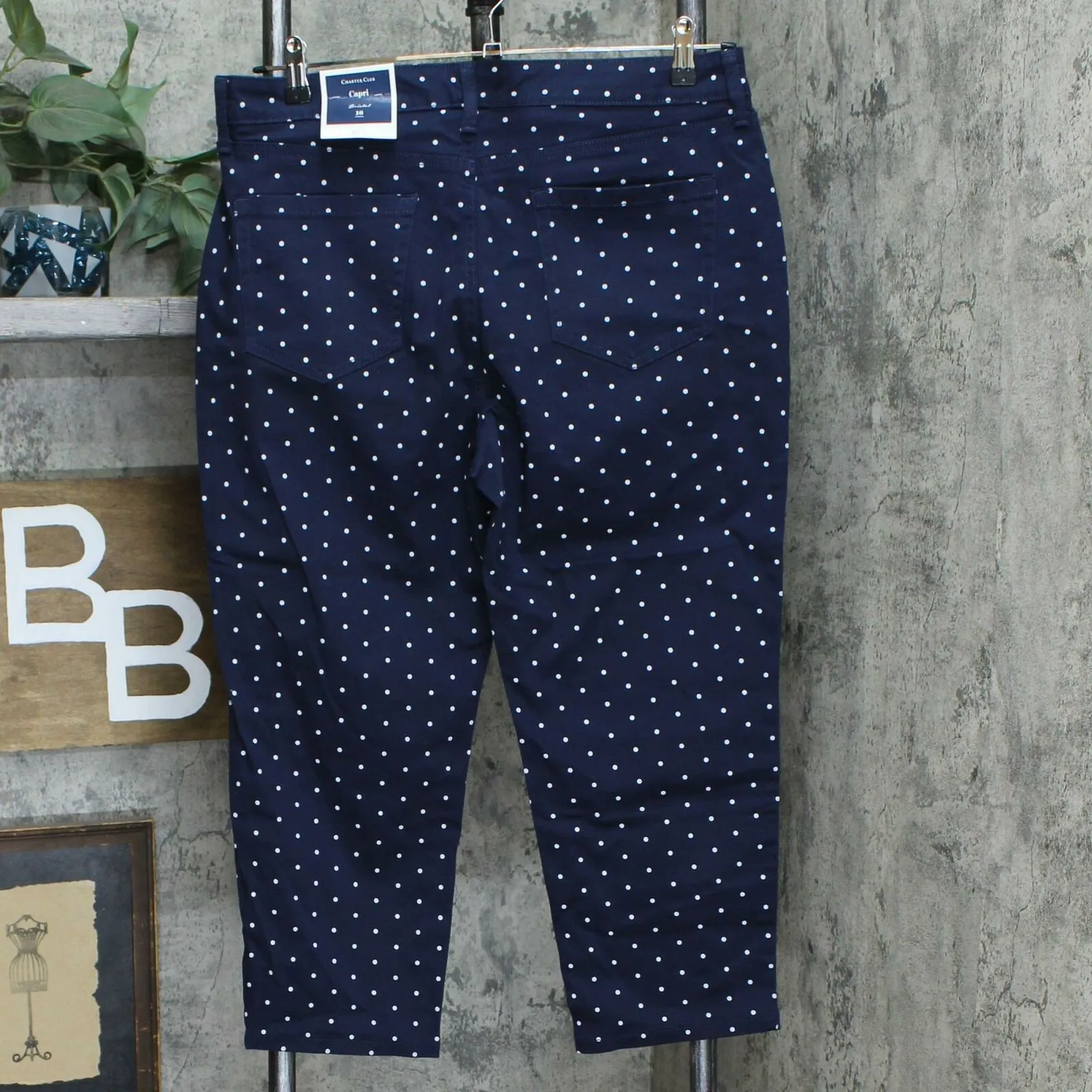 Charter Club Women's Polka Dot Bristol Tummy Control Capri Jeans