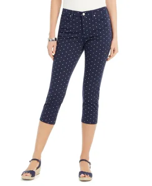 Charter Club Women's Polka Dot Bristol Tummy Control Capri Jeans