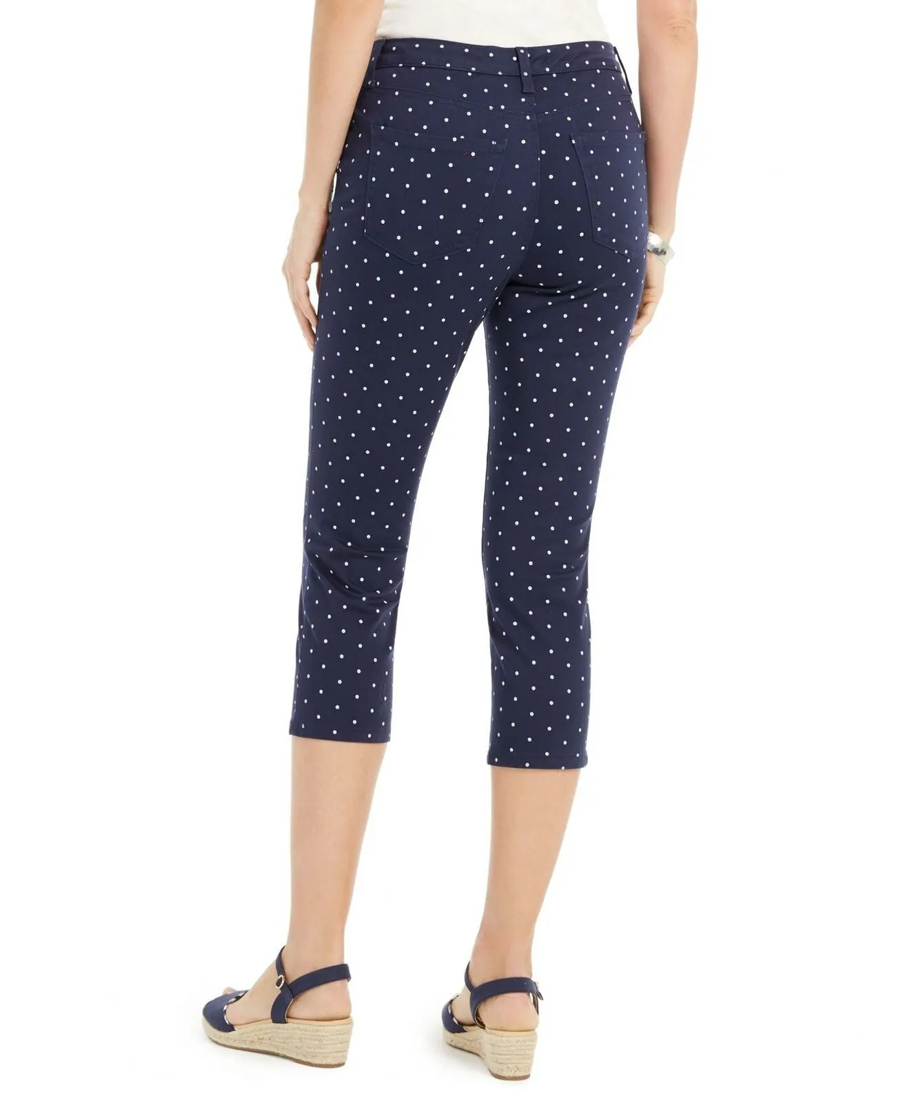 Charter Club Women's Polka Dot Bristol Tummy Control Capri Jeans