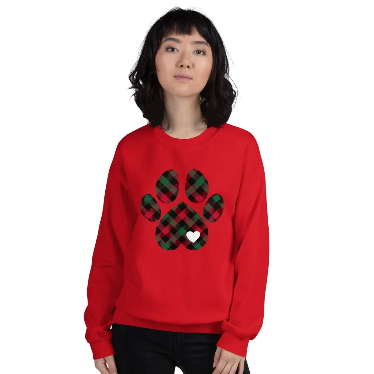 Christmas Plaid Dog Paw Sweatshirt