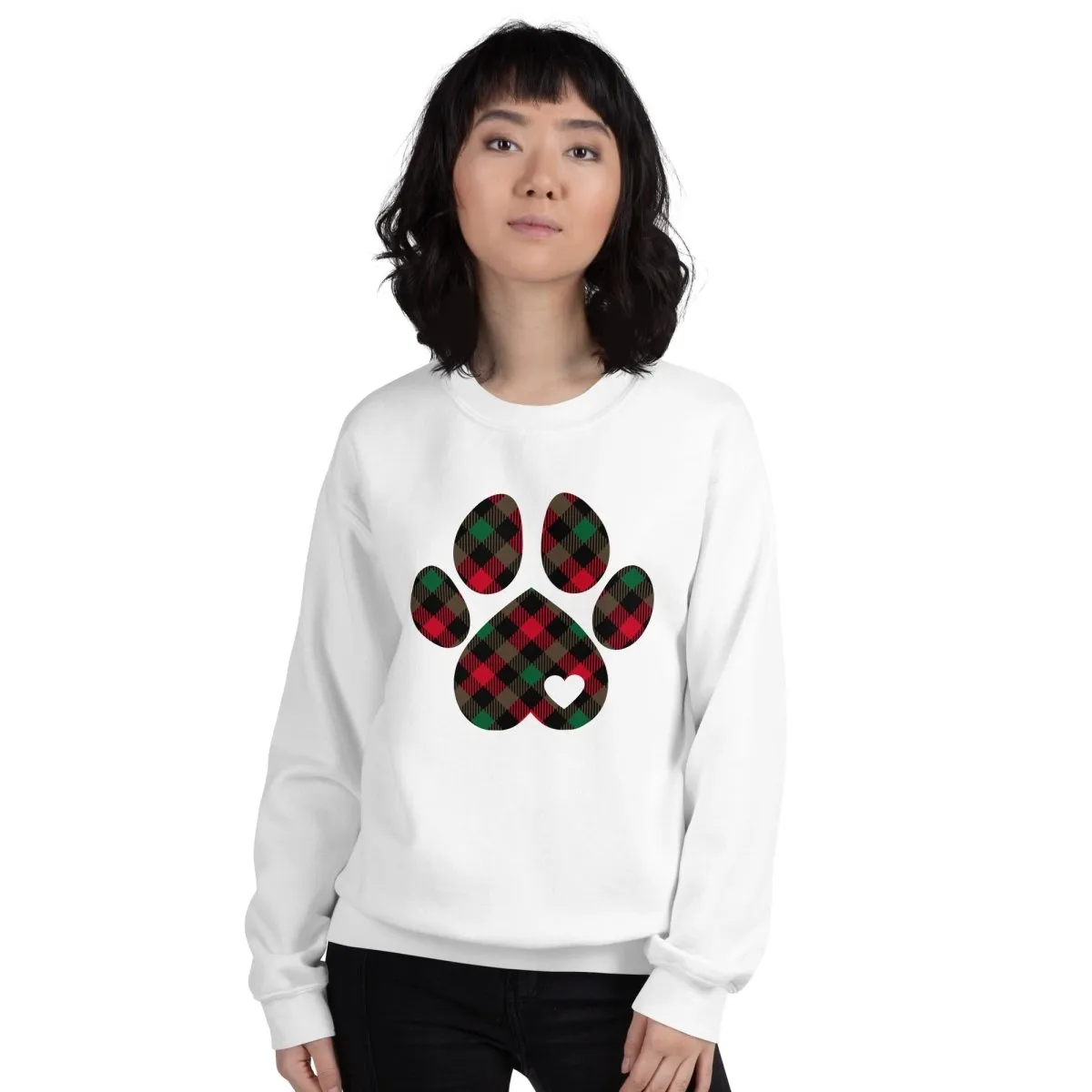 Christmas Plaid Dog Paw Sweatshirt