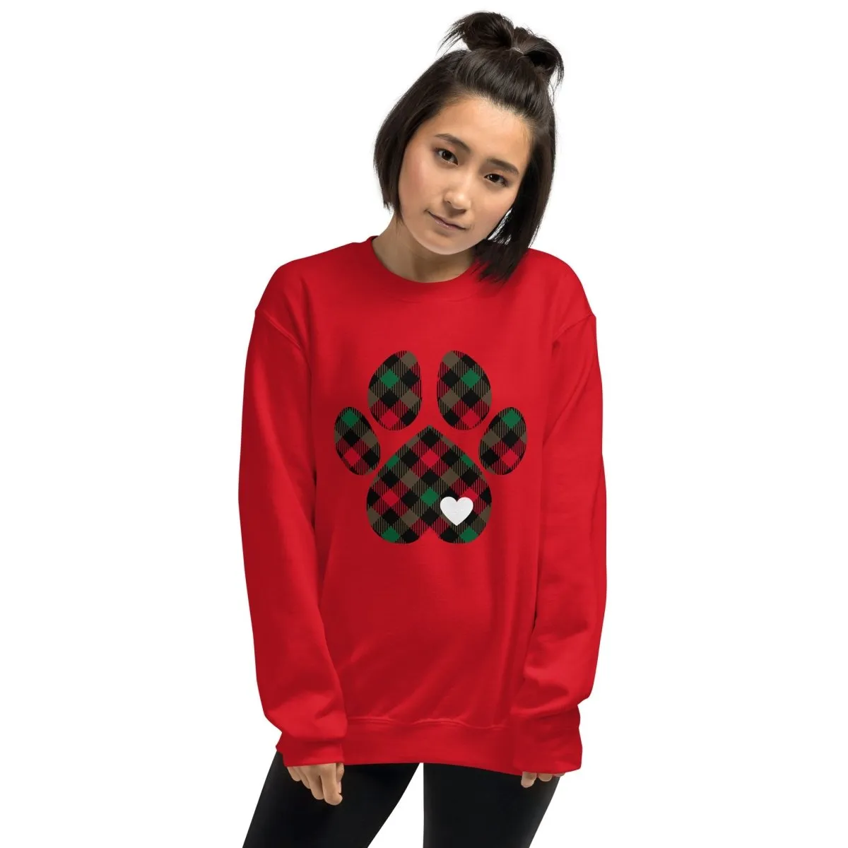 Christmas Plaid Dog Paw Sweatshirt