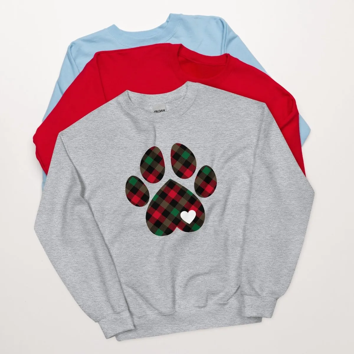 Christmas Plaid Dog Paw Sweatshirt