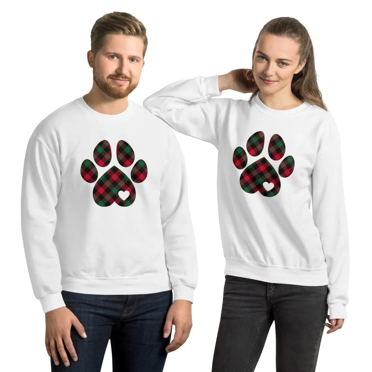 Christmas Plaid Dog Paw Sweatshirt