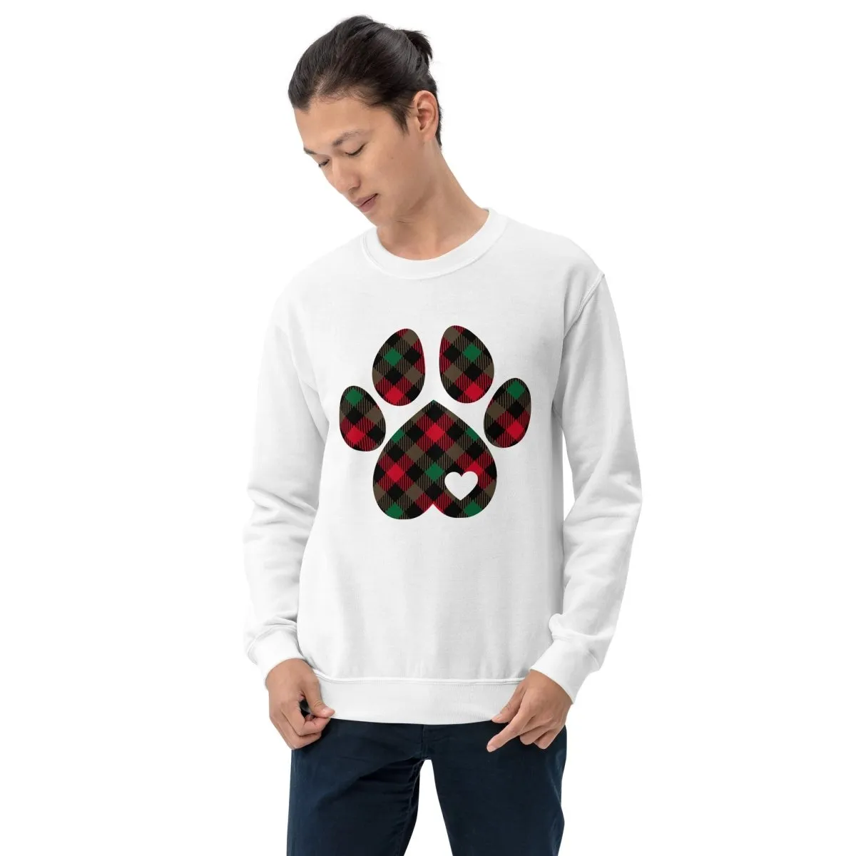 Christmas Plaid Dog Paw Sweatshirt