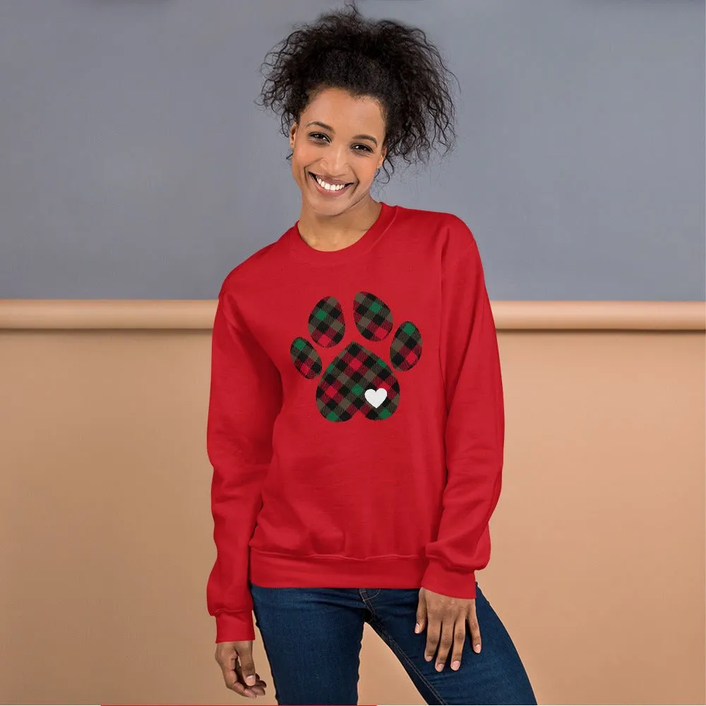 Christmas Plaid Dog Paw Sweatshirt