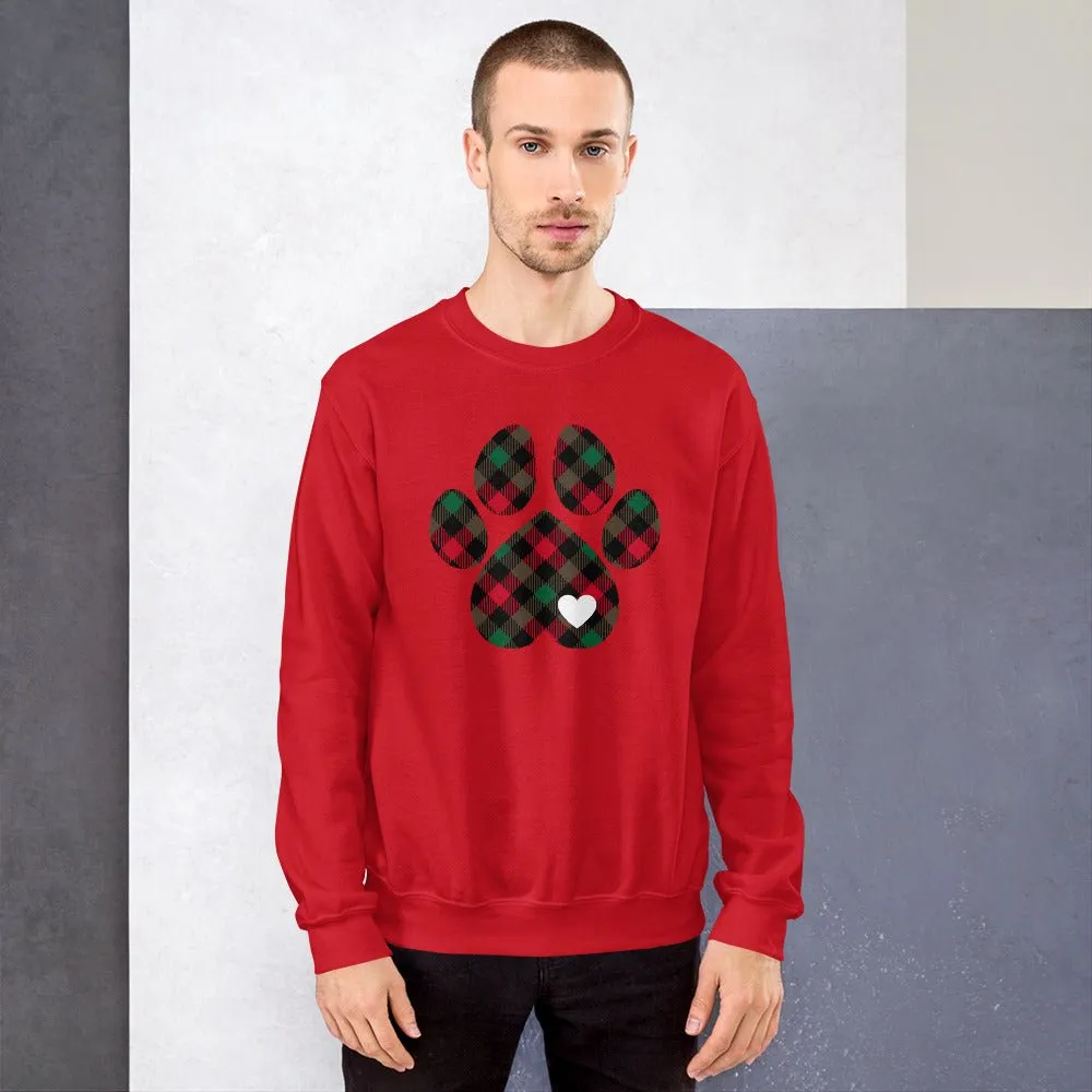 Christmas Plaid Dog Paw Sweatshirt
