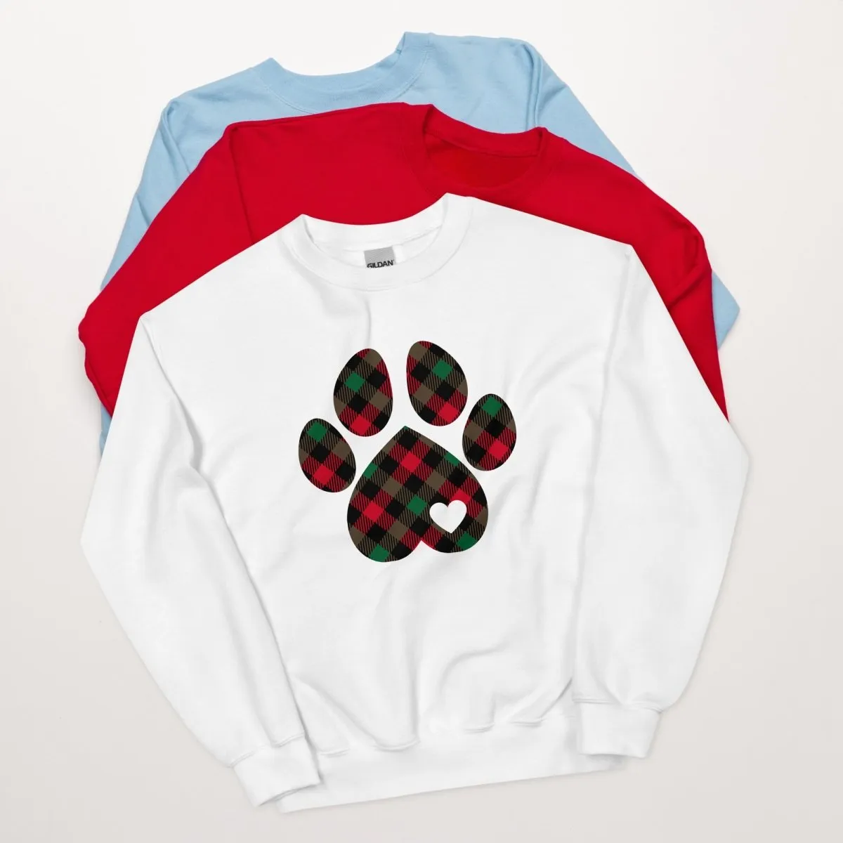 Christmas Plaid Dog Paw Sweatshirt