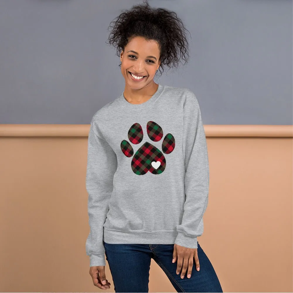 Christmas Plaid Dog Paw Sweatshirt