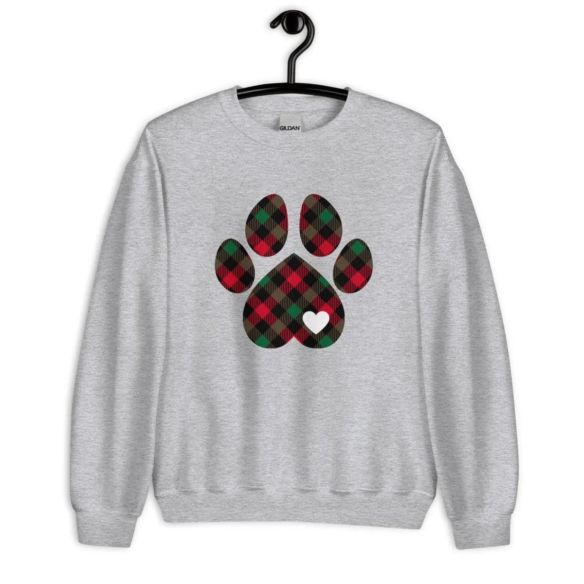 Christmas Plaid Dog Paw Sweatshirt