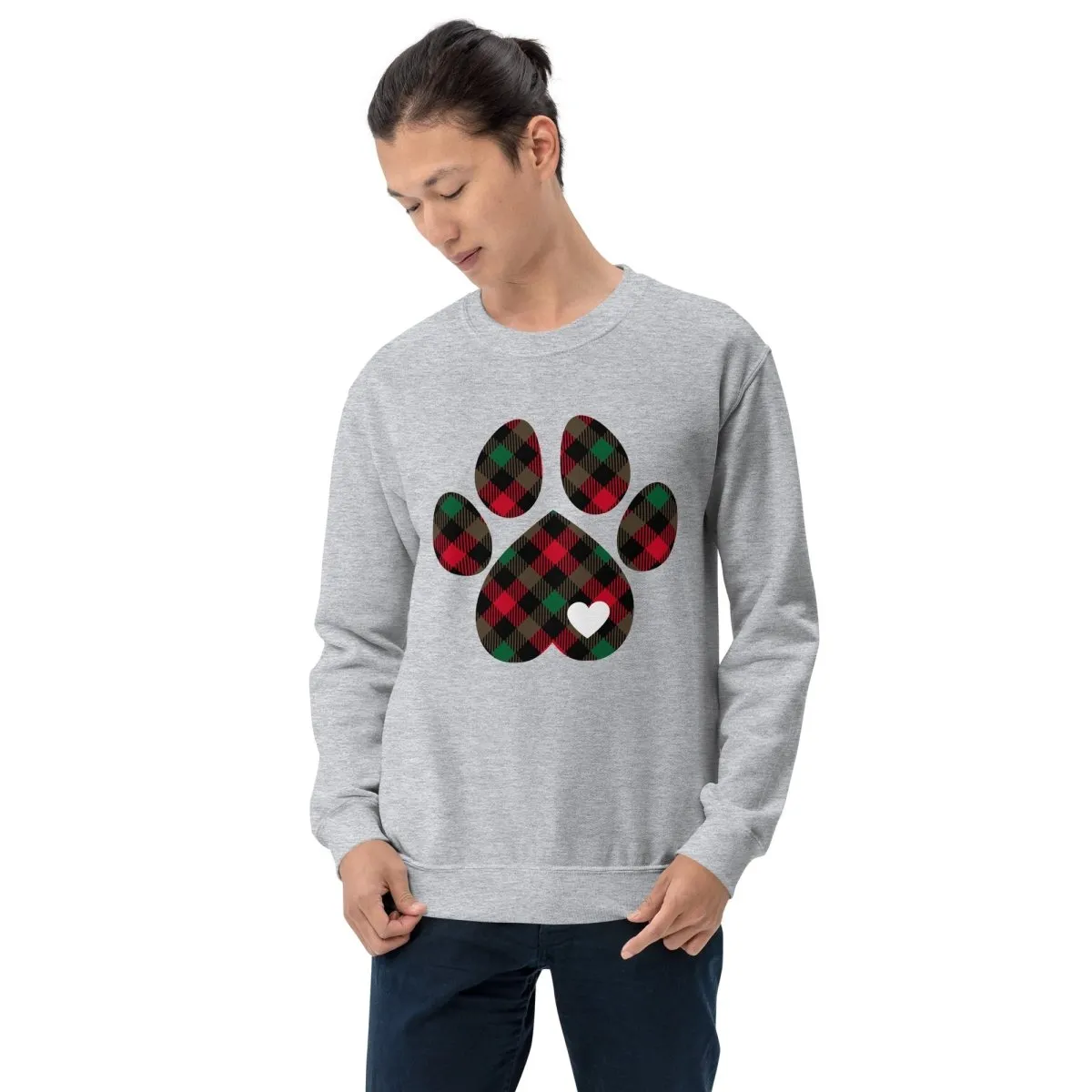 Christmas Plaid Dog Paw Sweatshirt
