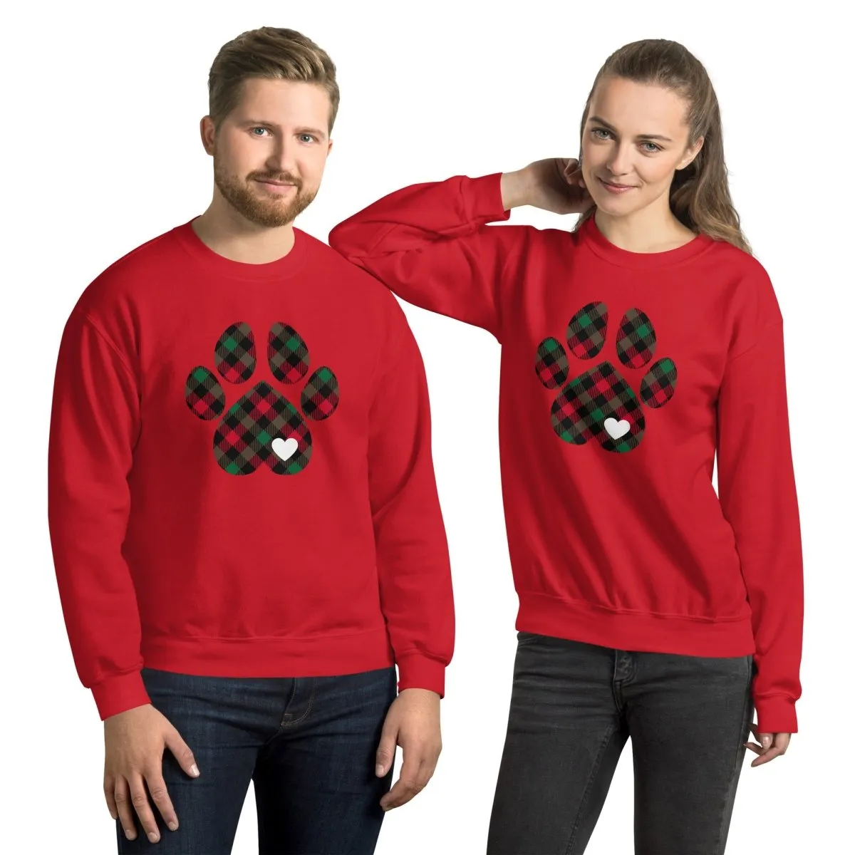 Christmas Plaid Dog Paw Sweatshirt