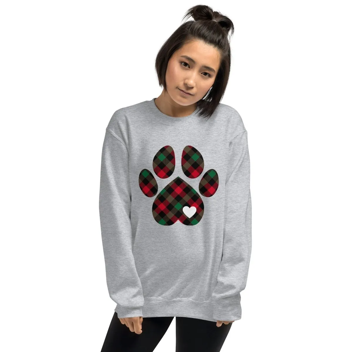 Christmas Plaid Dog Paw Sweatshirt