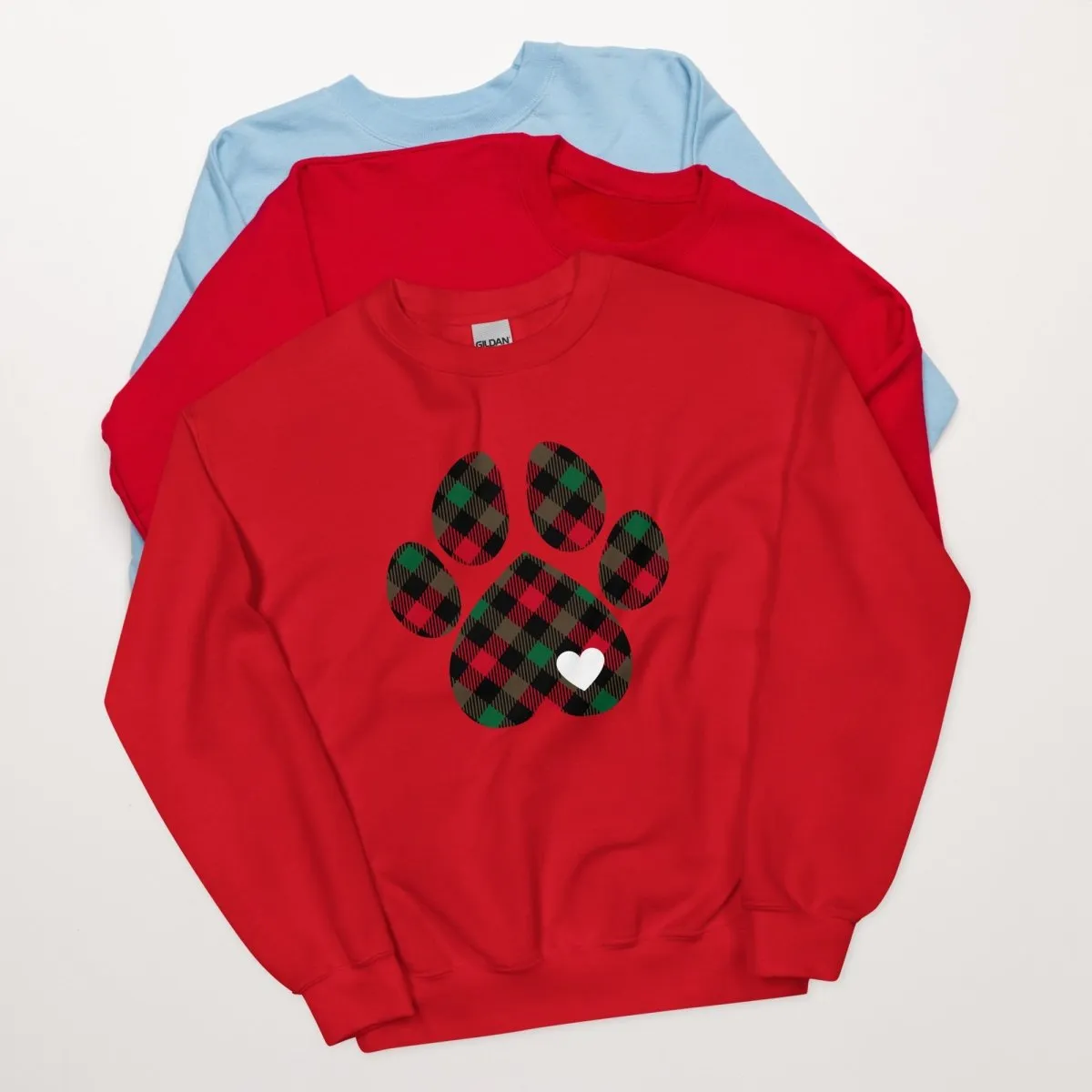 Christmas Plaid Dog Paw Sweatshirt