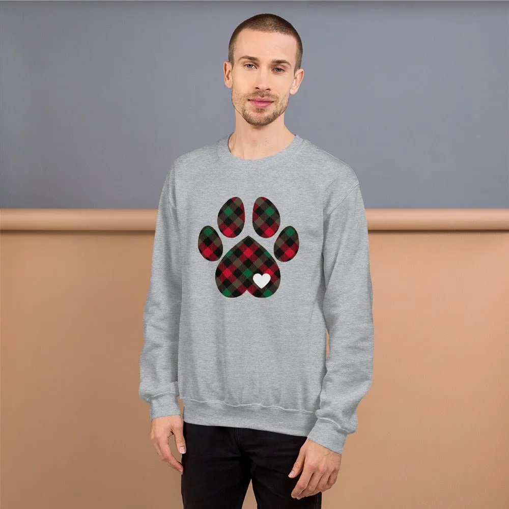 Christmas Plaid Dog Paw Sweatshirt