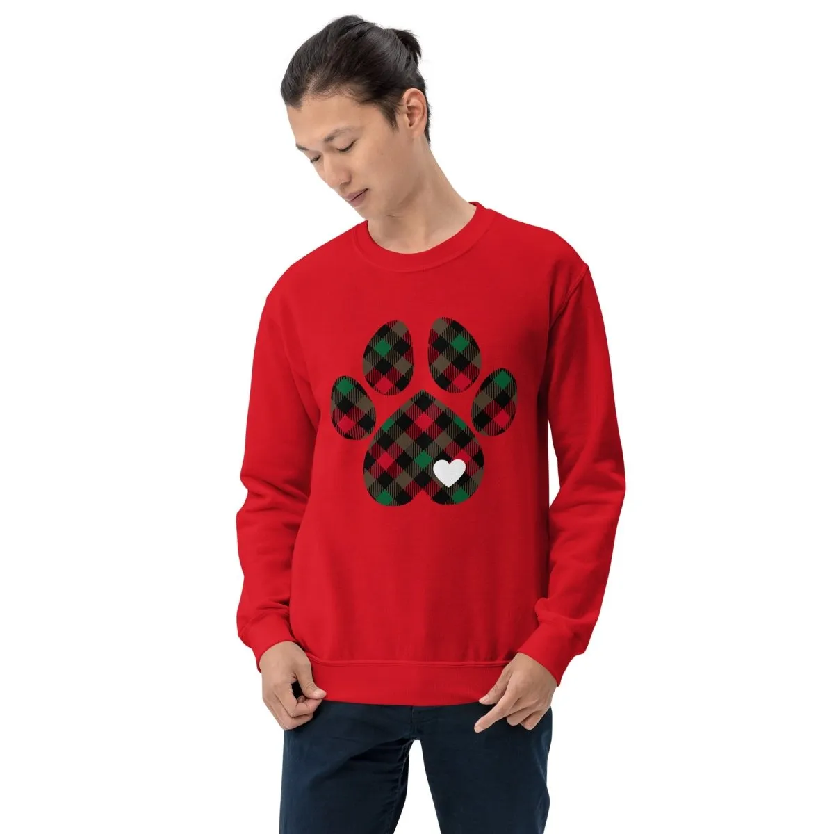 Christmas Plaid Dog Paw Sweatshirt