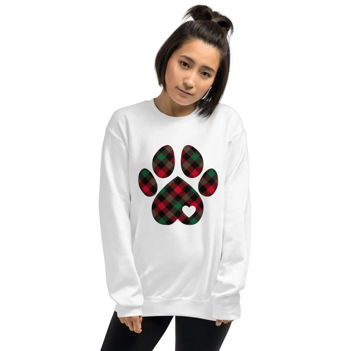 Christmas Plaid Dog Paw Sweatshirt