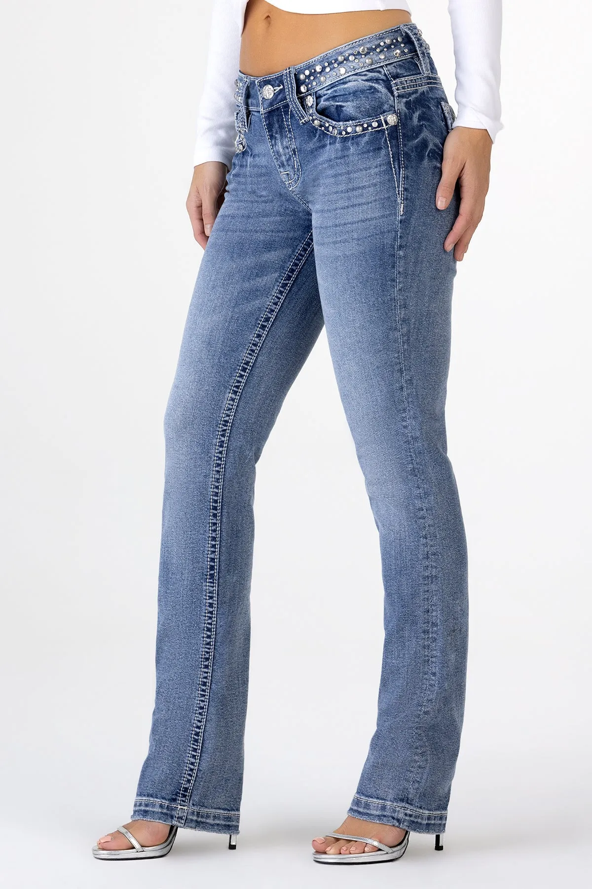 Clara Rhinestone Straight Jeans