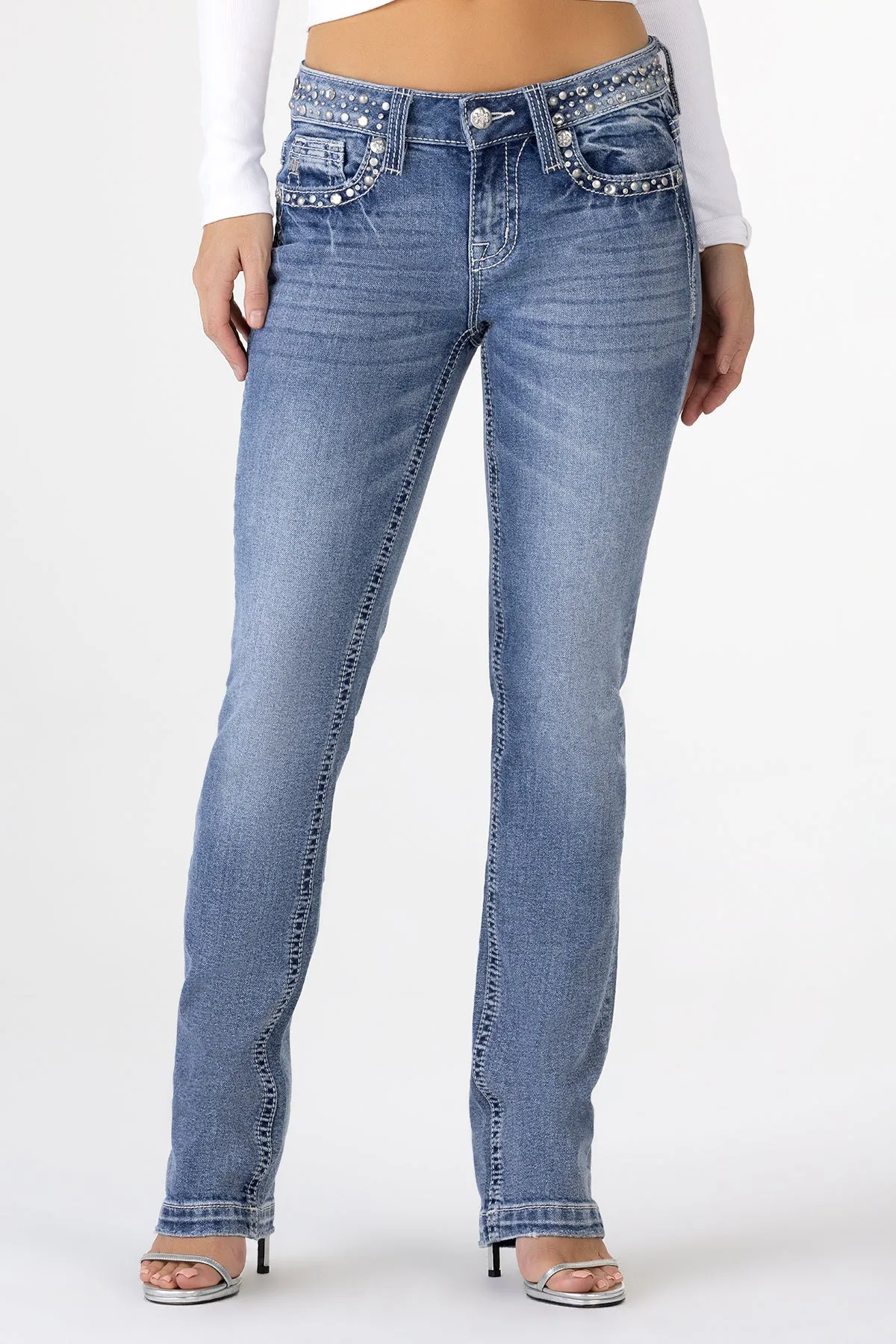 Clara Rhinestone Straight Jeans