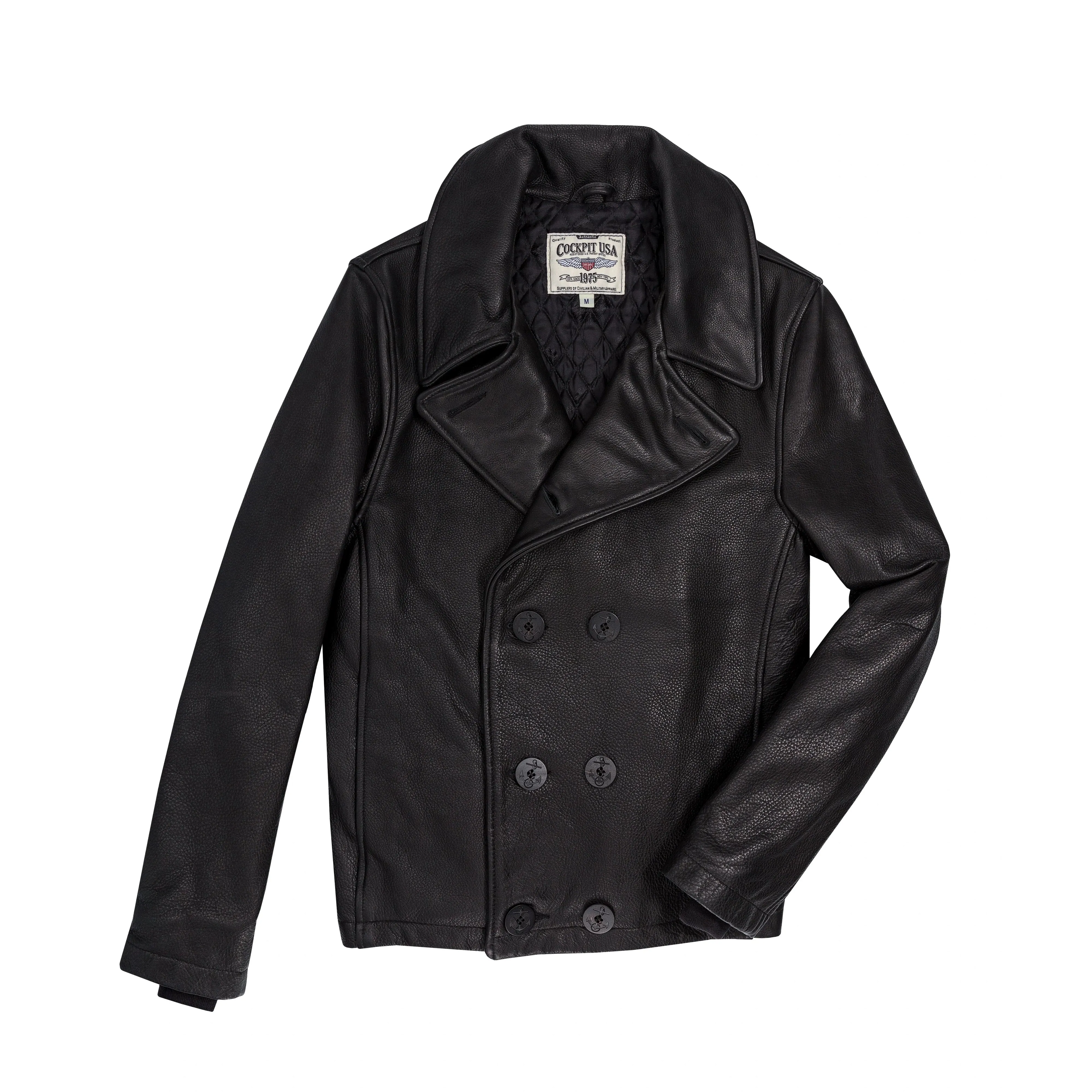 Cockpit USA Naval Short Leather Peacoat