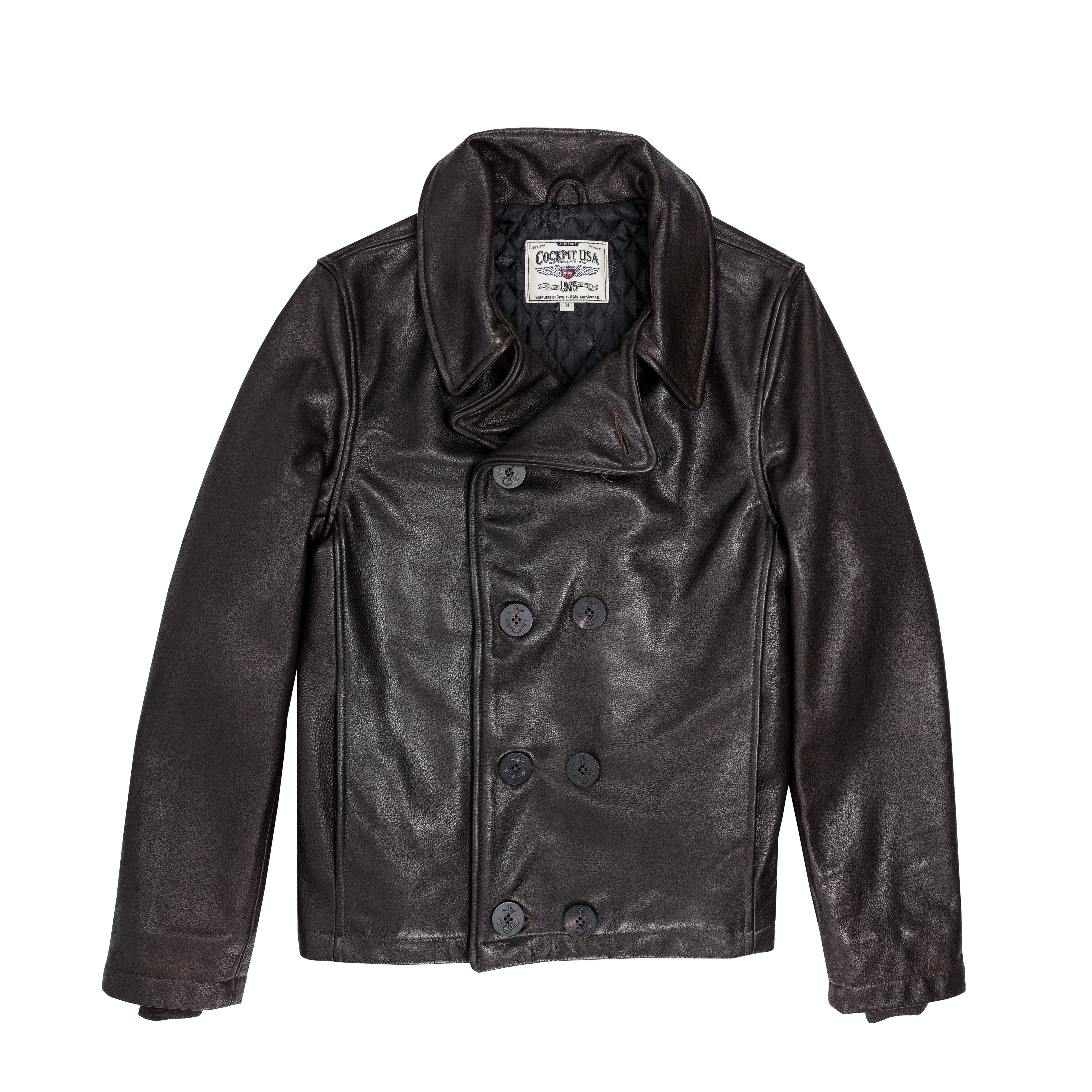 Cockpit USA Naval Short Leather Peacoat
