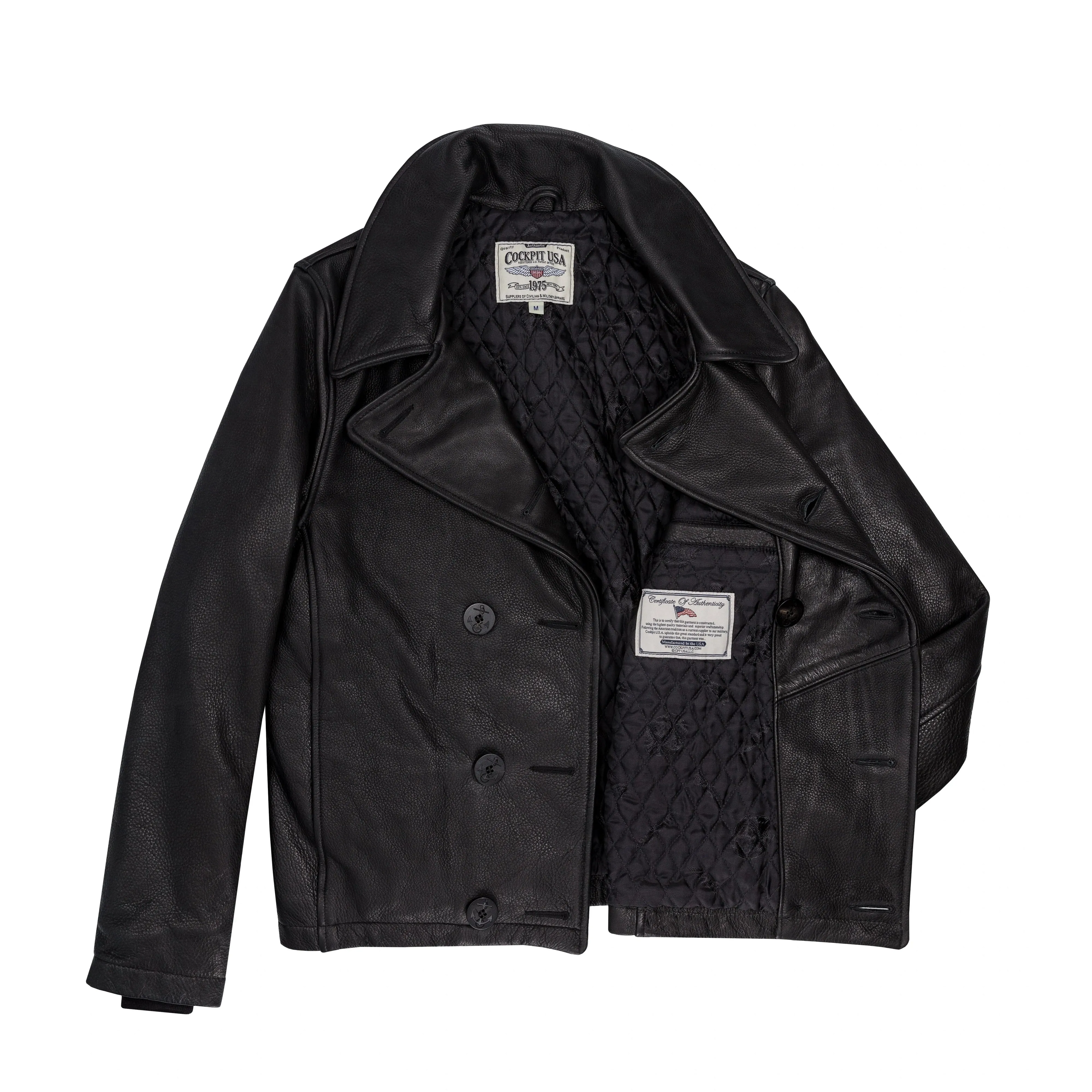 Cockpit USA Naval Short Leather Peacoat