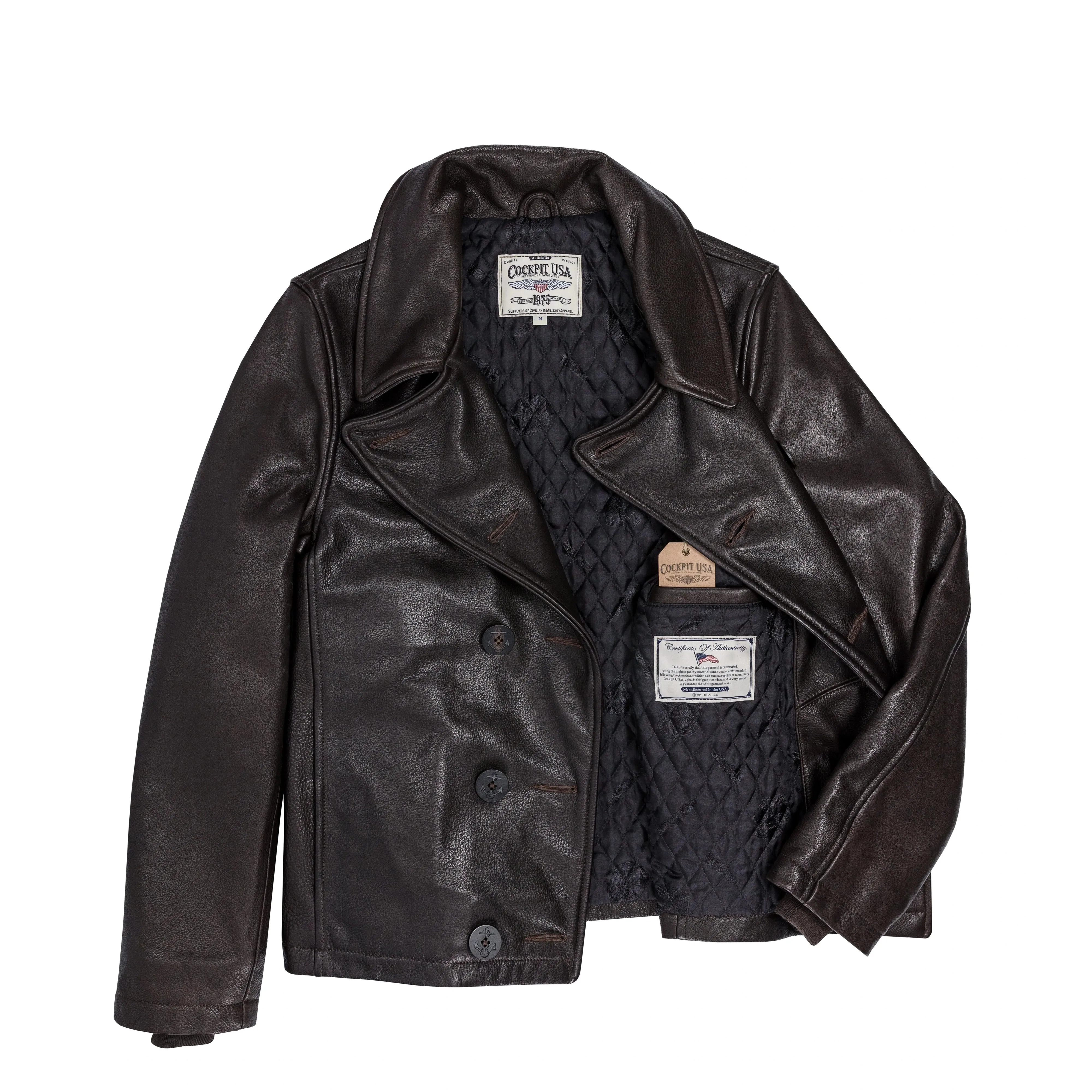 Cockpit USA Naval Short Leather Peacoat