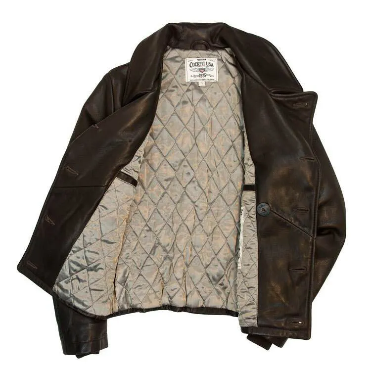 Cockpit USA Naval Short Leather Peacoat