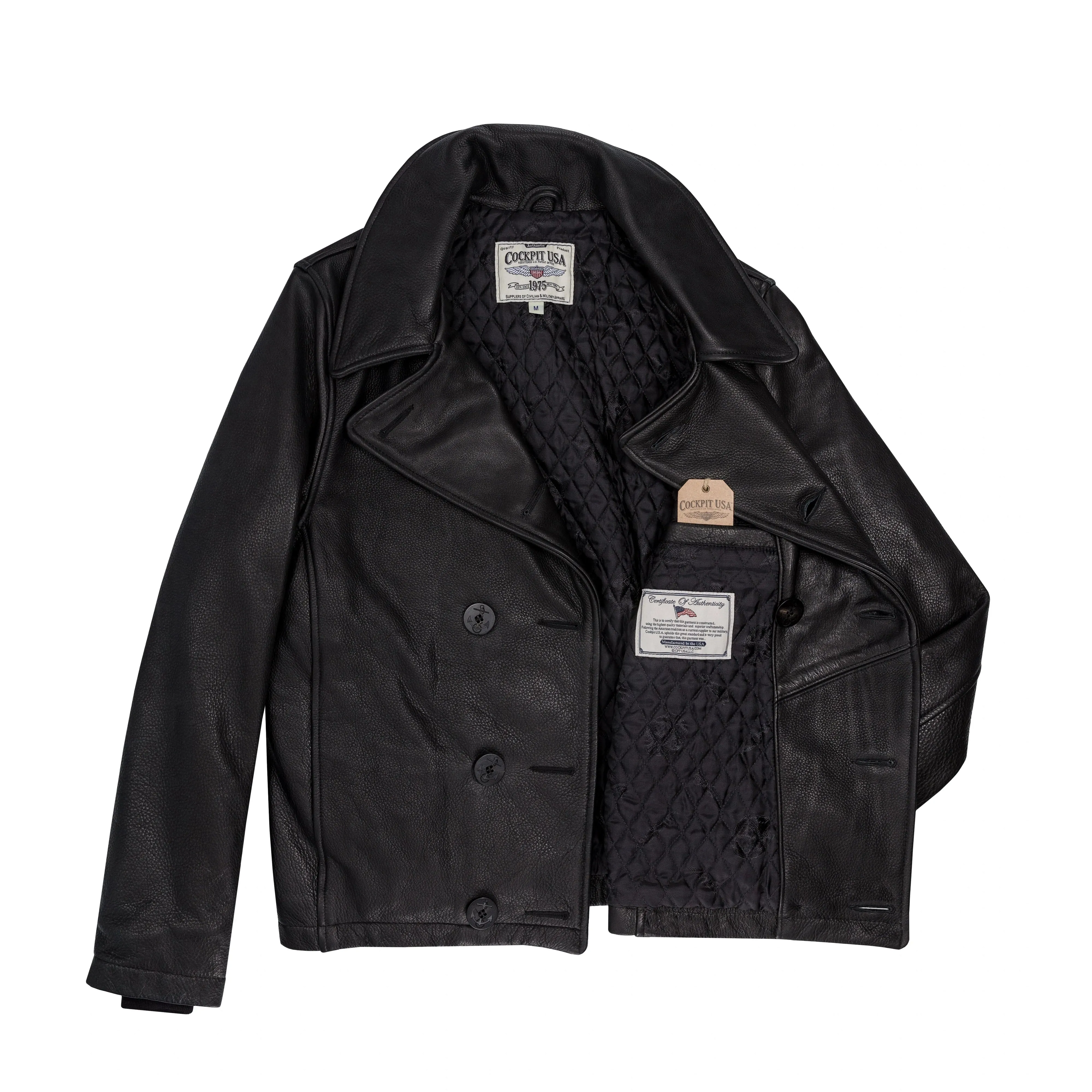 Cockpit USA Naval Short Leather Peacoat