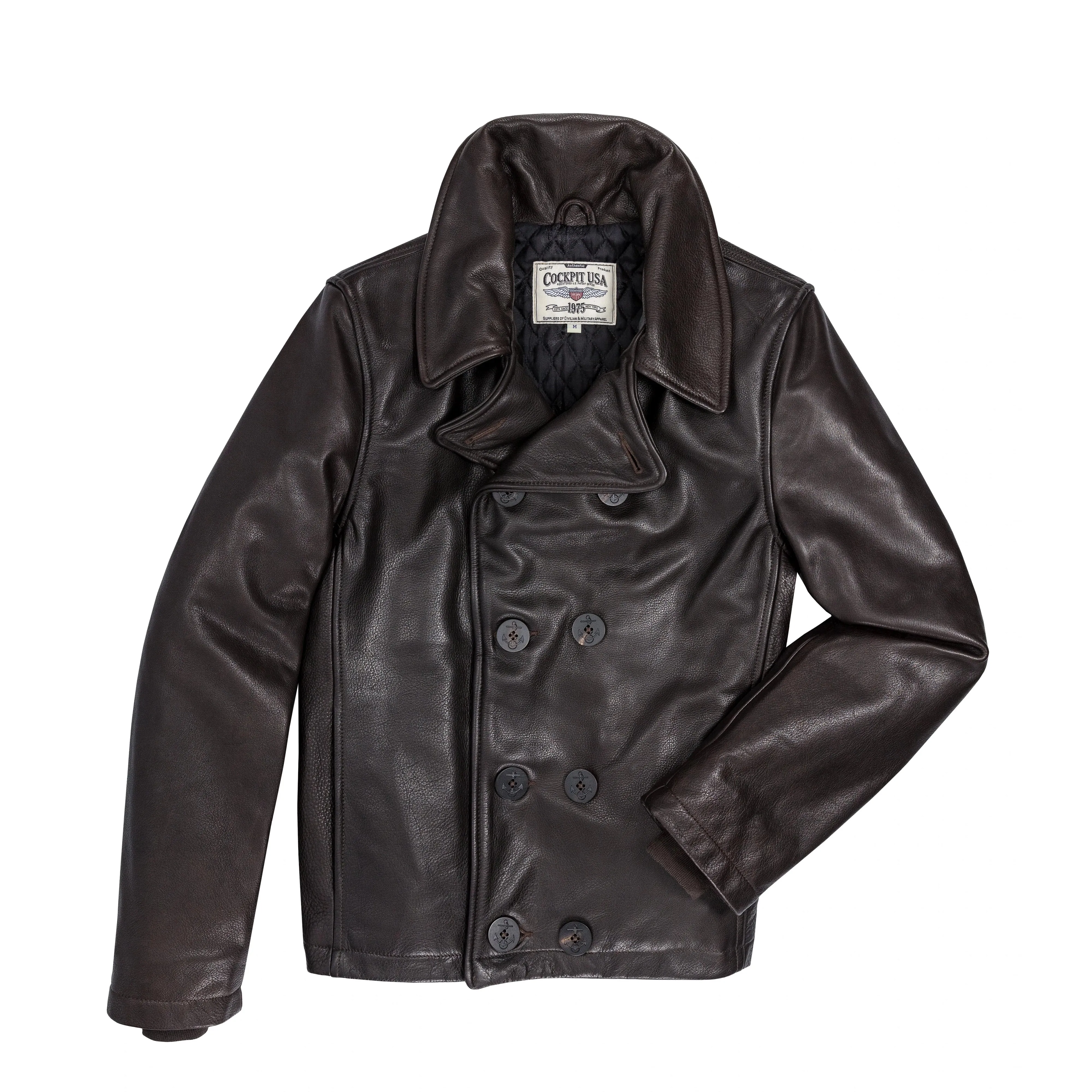 Cockpit USA Naval Short Leather Peacoat