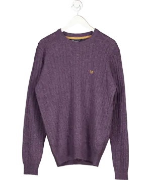 Crew Clothing Purple Lambswool Rich Cable Crew Neck Jumper UK L